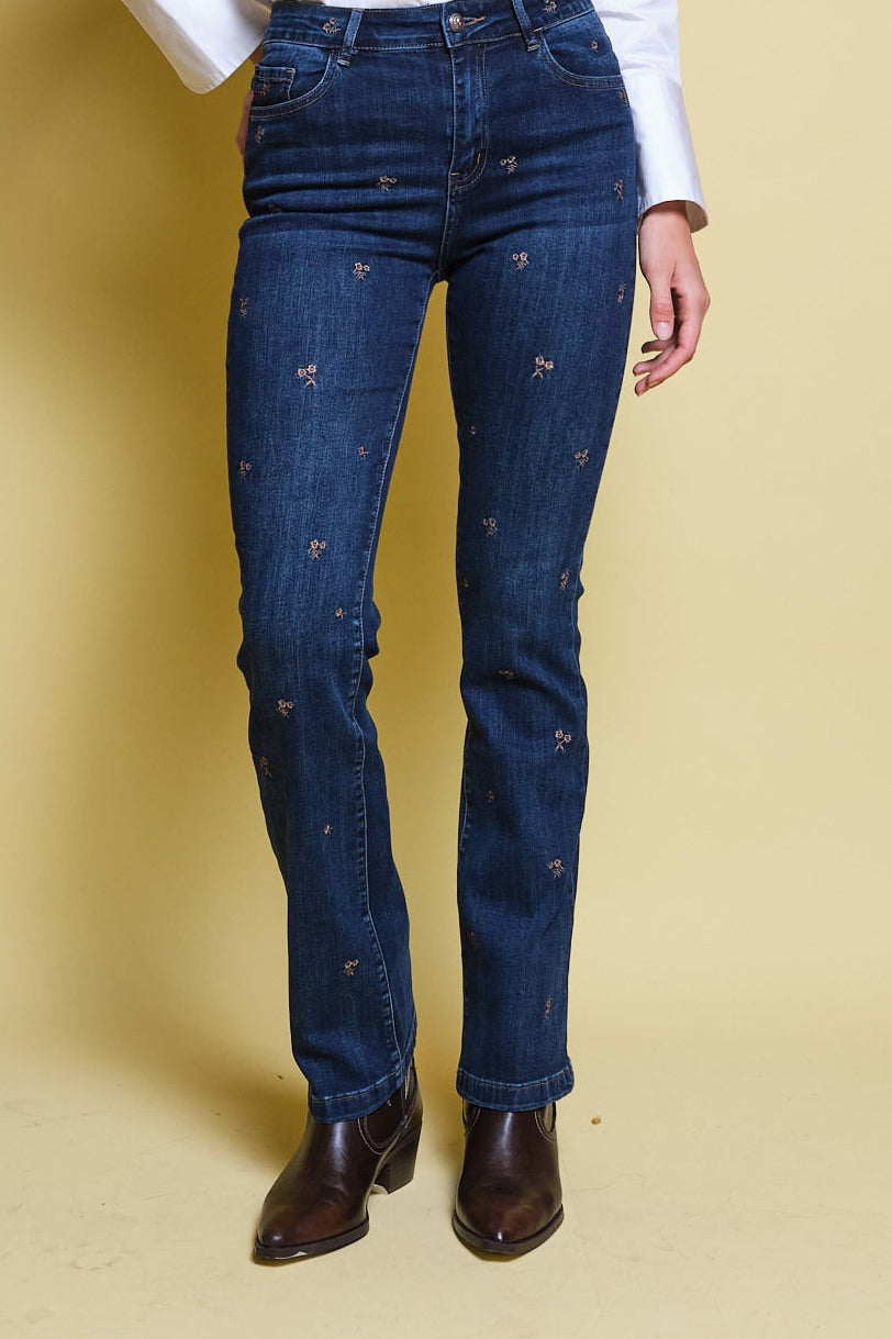 JEANS AZUL BORDADO FLORAL