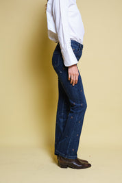 JEANS AZUL BORDADO FLORAL