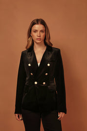 BLAZER CRUZADO TERCIOPELO NEGRO