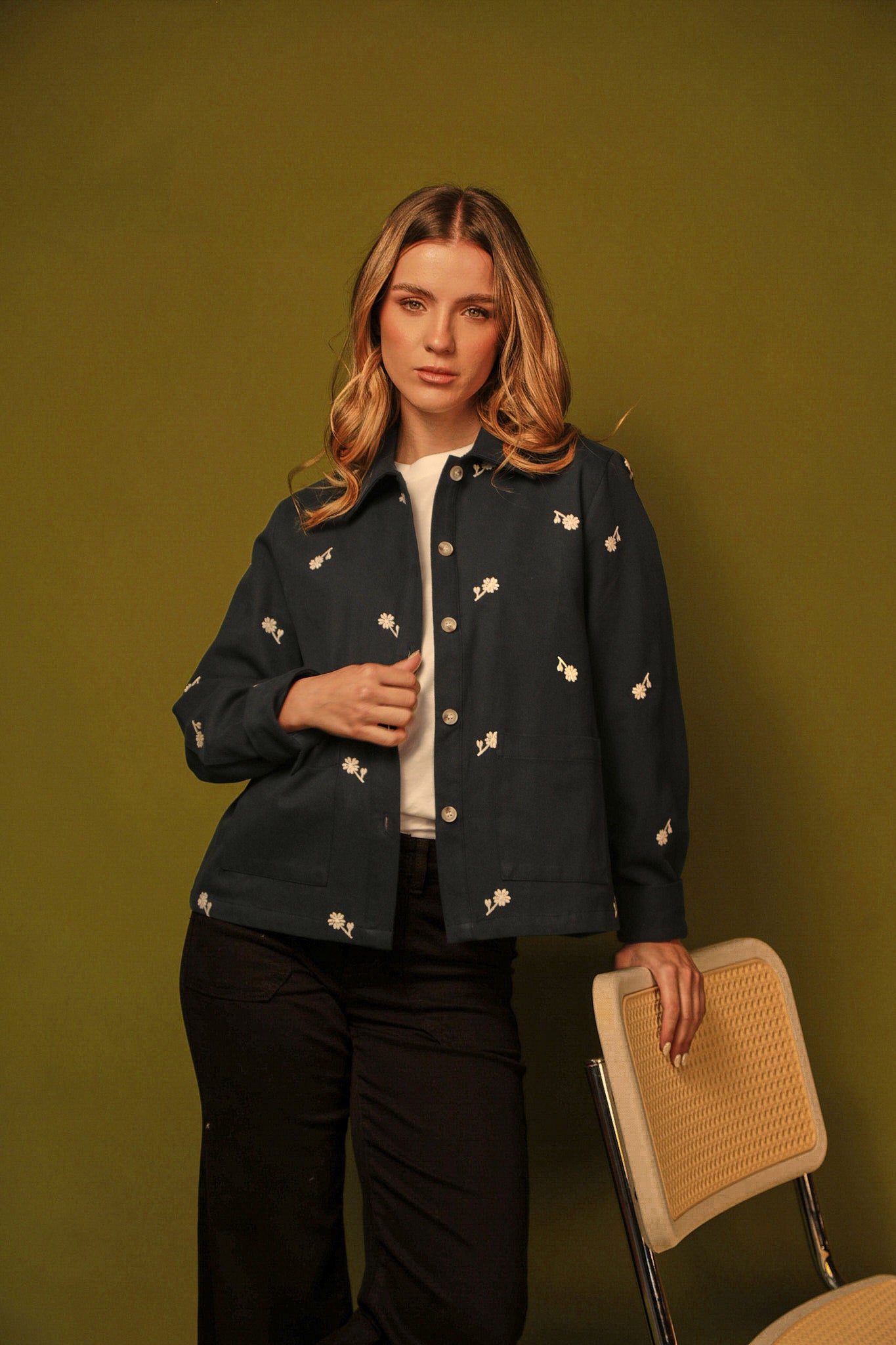 CAMI CHAQUETA AZUL FLORAL