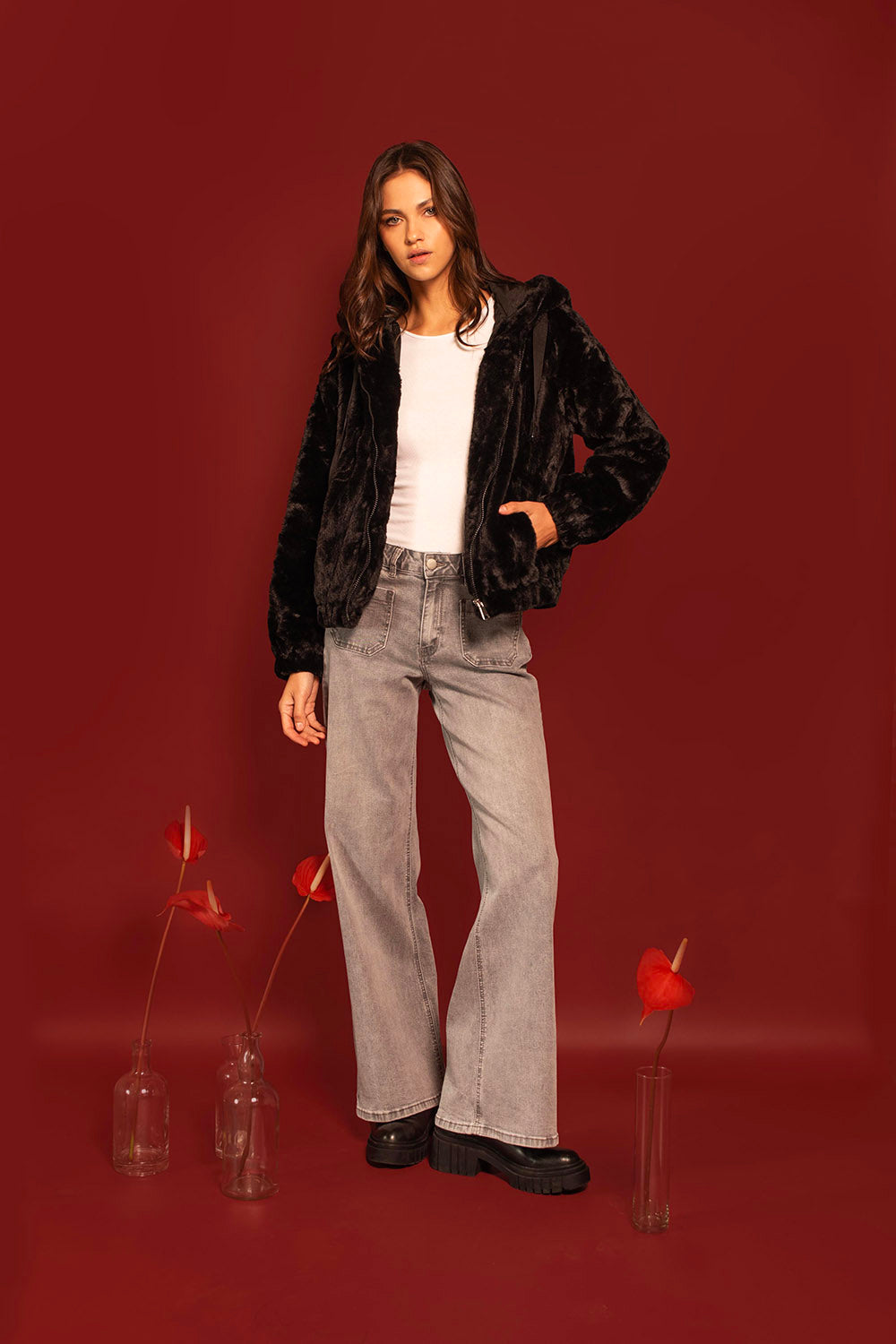 CHAQUETA HOODIE FAUX FUR