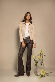 CHAQUETA TRUCKER GAMUZA VEGANA BEIGE