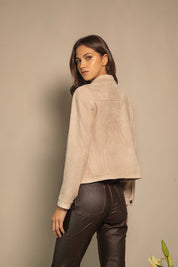 CHAQUETA TRUCKER GAMUZA VEGANA BEIGE