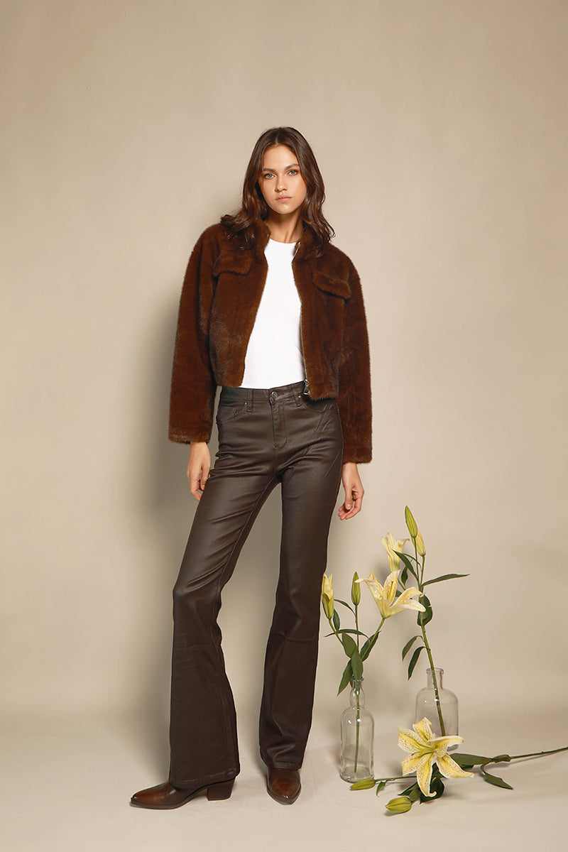 CHAQUETA FAUX FUR BOLSILLO CAFE