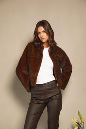 CHAQUETA FAUX FUR BOLSILLO CAFE