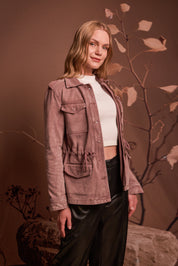 CHAQUETA DRIL CARGO BORDADO ESPALDA VINOTINTO