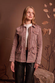 CHAQUETA DRIL CARGO BORDADO ESPALDA VINOTINTO