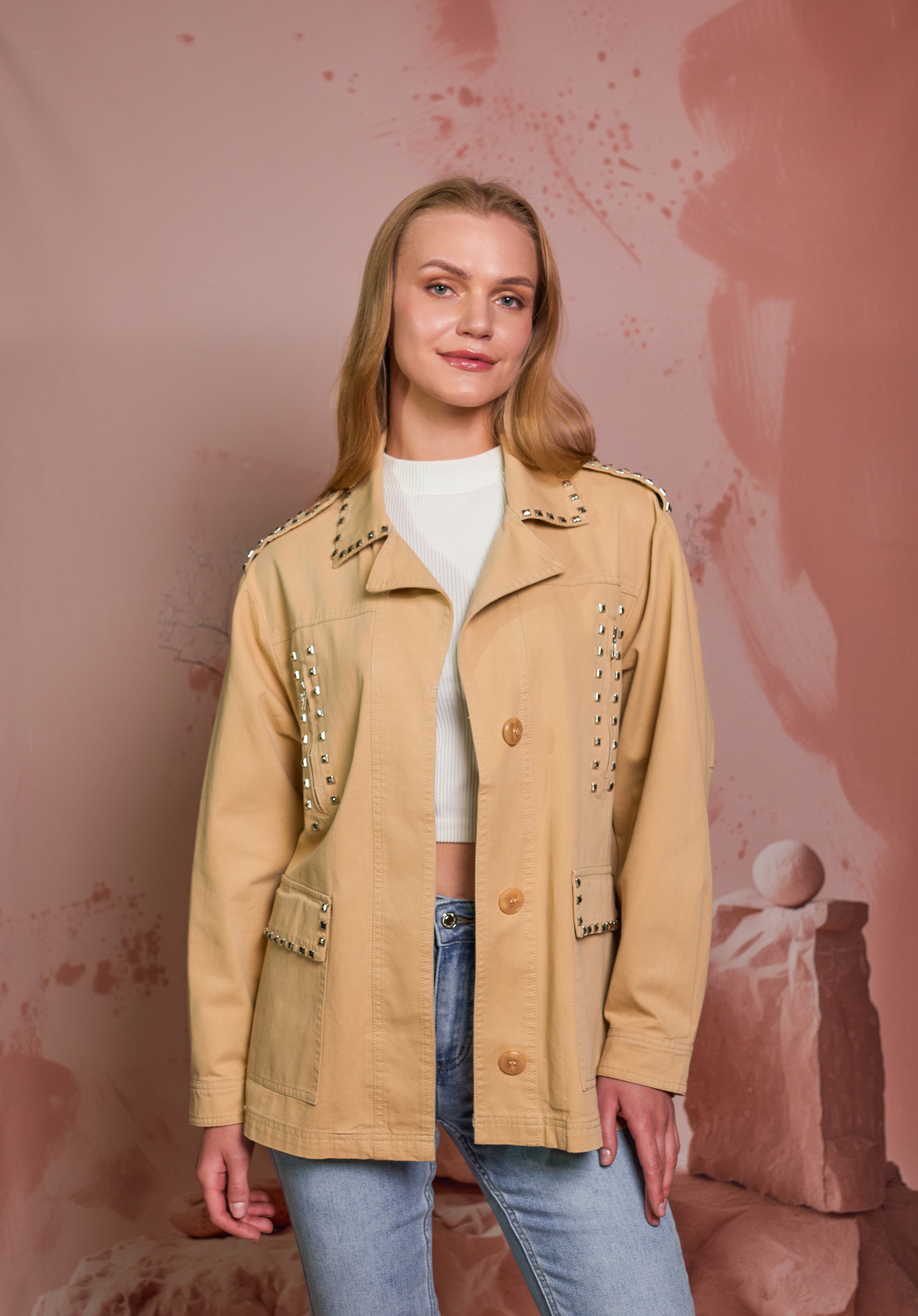 CHAQUETA DRIL TACHES BOLSILLO VERTICAL