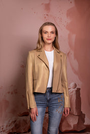 CHAQUETA MOTORISTA DORADA