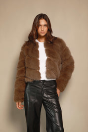 CHAQUETA FAUX FUR TAUPE