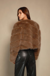 CHAQUETA FAUX FUR TAUPE