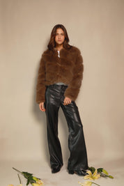 CHAQUETA FAUX FUR TAUPE