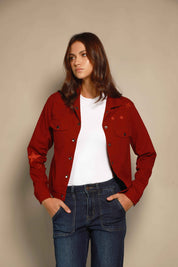 CHAQUETA DRIL VINOTINTO ESTRELLAS BORDADAS