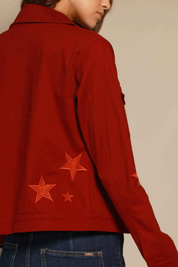 CHAQUETA DRIL VINOTINTO ESTRELLAS BORDADAS
