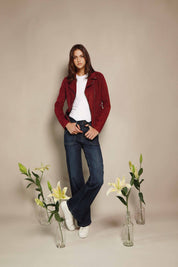 CHAQUETA BIKER GAMUZA VEGANA VINOTINTO