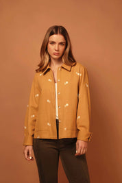 CAMI CHAQUETA MOSTAZA FLORAL