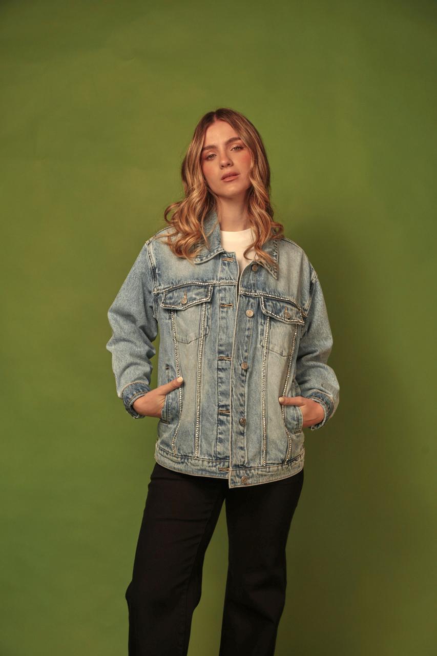 CHAQUETA DENIM RHINESTONES