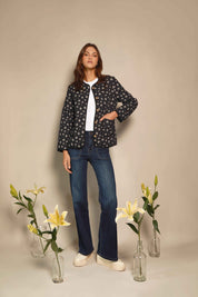 CHAQUETA SEMI ACOLCHADO AZUL FLORES