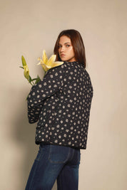 CHAQUETA SEMI ACOLCHADO AZUL FLORES